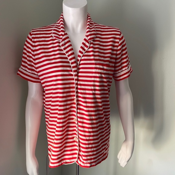 J. Crew Red & White striped short pajamas - Picture 1 of 6